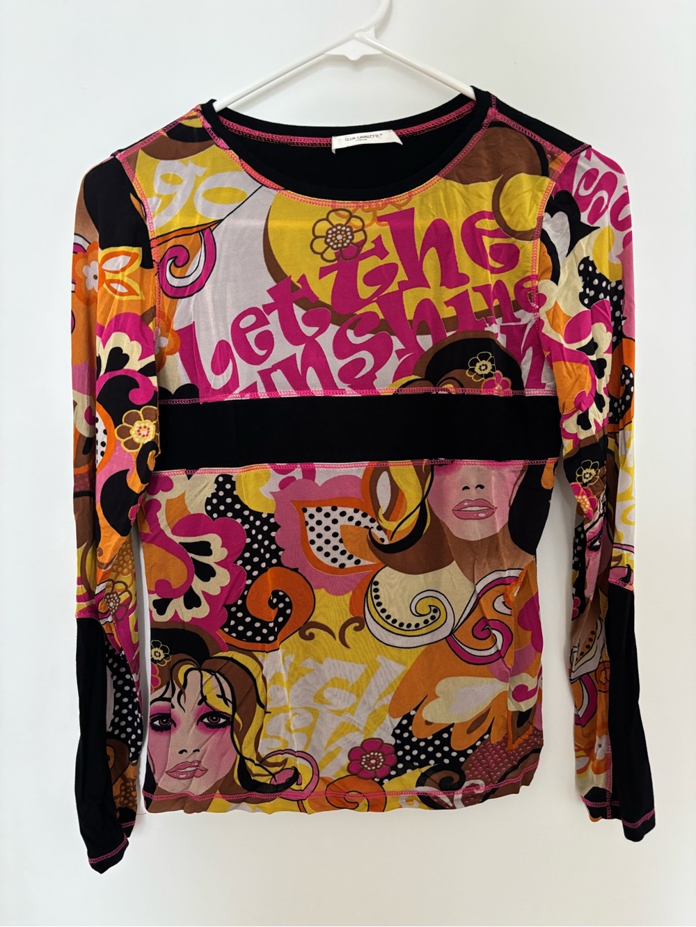 Elisa Cavaletti Pink Multi Graphic Long Sleeve Top - Size S/M